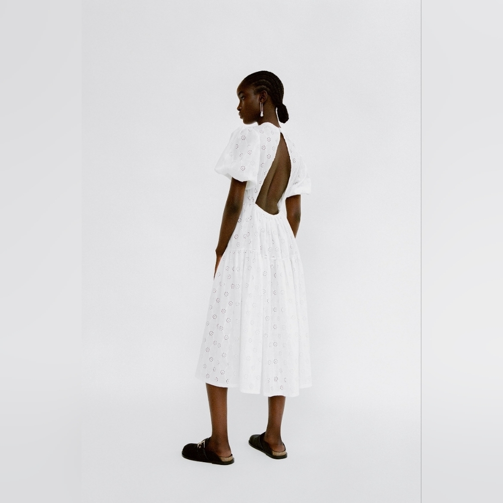Zara textured voluminous open back dress